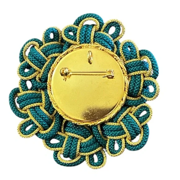 ✨ 3/$15 ✨ Teal & Gold Celtic Knot Brooch/Necklace Pendant - Picture 2 of 2